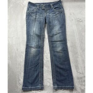 Red Camel Bootcut Jeans Juniors 7 Blue Distressed Stretch Embroidered